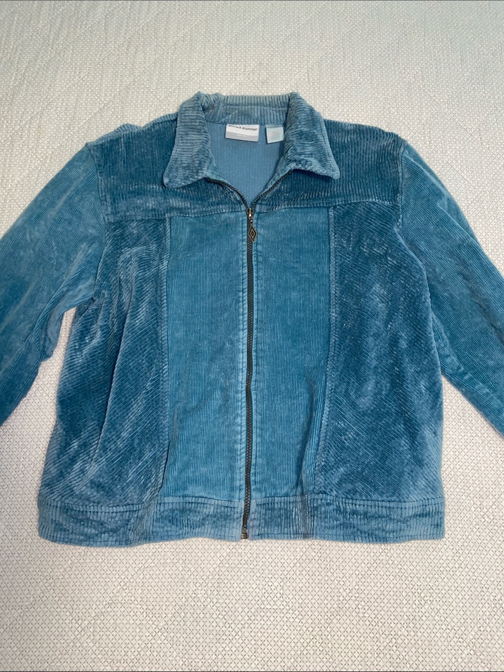 Alfred Dunner Teal Corduroy Zip Jacket
